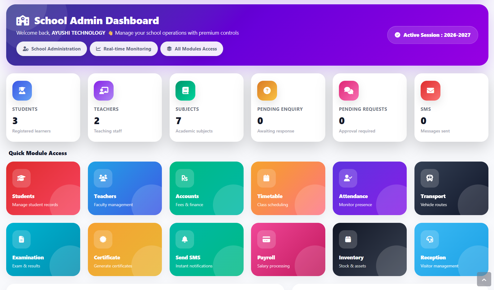 School ERP Dashboard